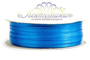 Лента атласная 3мм синяя 8107 (91м)