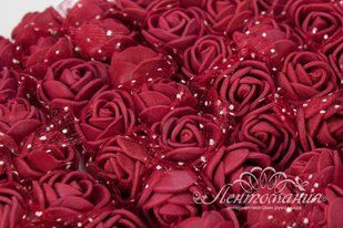 Розы из фоамирана с фатином 2см бордовые, 12шт 8943 фото