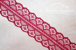 Кружево неэластичное 28мм бордовое 8980 фото