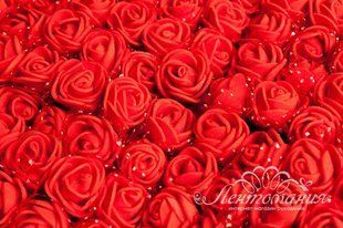 Розы из фоамирана с фатином 2см красные, 12шт 8675 фото
