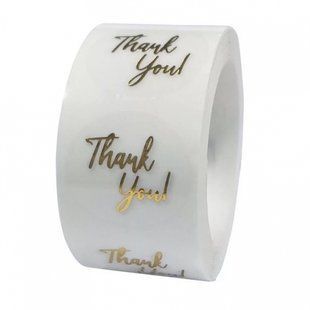Наліпки для упакування прозорі 25мм, Thank you (текст золото), 10шт 9399 фото