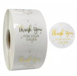 Наліпки для пакування прозорі 25мм Thank you for your order, 10шт 9400 фото