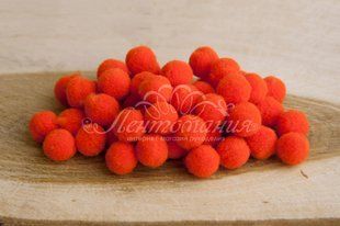 Помпони велюрові 10мм Orange red 12, 50 штук 8748 фото