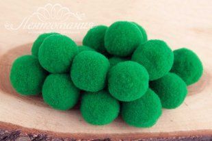 Помпони велюрові 25мм Dark green 15, 10 штук