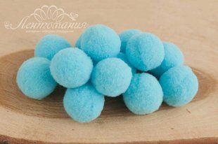 Помпони велюрові 25мм Lake blue 07, 10 штук