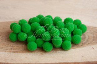 Помпони велюрові 10мм Grass green 19, 50 штук 8755 фото