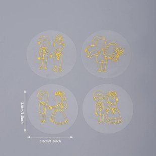 Наліпки для пакування 38мм весільні №2 прозорі (золото), 8шт